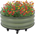 23.6x11.8Inch Raised Garden Bed Outdoor Outdoor Planter Box with 9 Wheels Steel Raised Garden Bed Kit for Home Courtyards Balconies Vegetable Gardens Rooftops