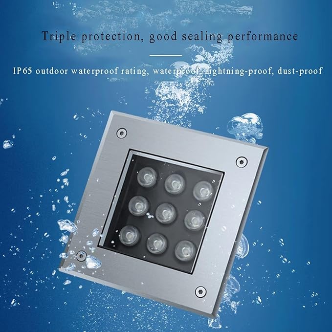 Ground LED Landscape Lights - Square Buried IP66 Waterproof Spotlights for Driveway Garden Pathway Patio and Deck