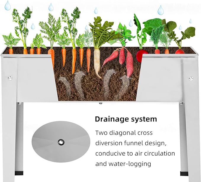 Metal Raised Garden BedRaised Planter Box with LegsHerbs and Vegetables Planter Suitable for Outdoor Patio Deck and Porch (Mini Gray)
