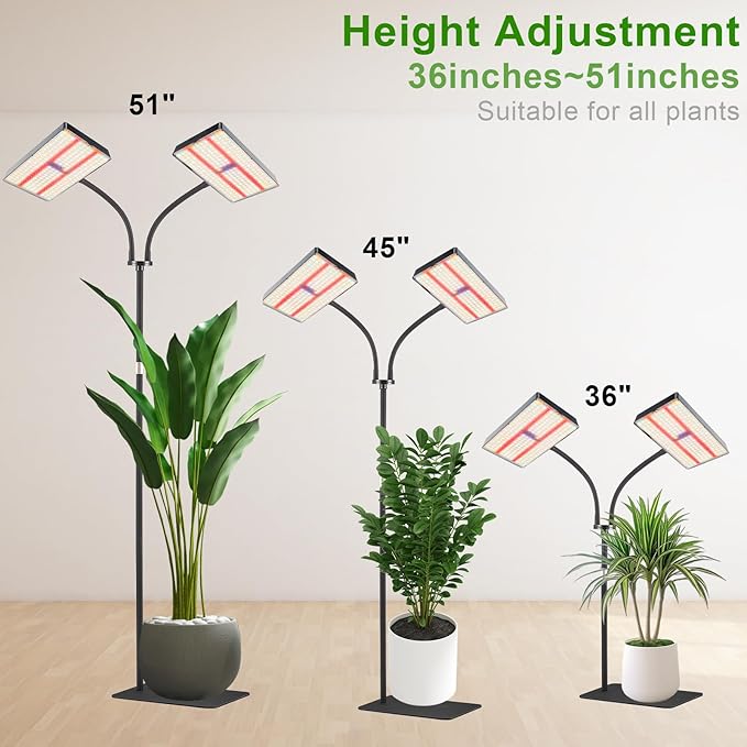 yadoker Grow Light for Indoor Plants572 LEDs Full Spectrum Standing Plant Grow Light with 4/8/12H Timer10-Level Brightness 51 AdjustableFlow Grow Lamp for Tall Large Indoor Plants