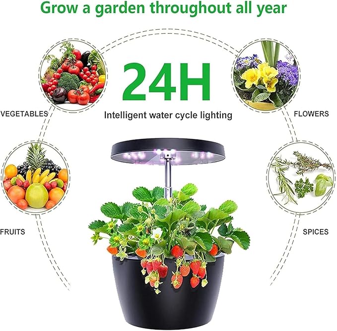 Hydroponic Growing System Plant Germination Kit with LED Grow Light Quiet Smart Pump Adjustable Indoor Herb Garden Kit for Home Kitchen