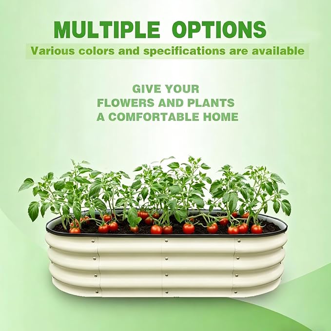 GrowHaus 4x2x1FT Galvanized Raised Garden Bed Planter Boxes Outdoor Metal Garden Beds for Planting Vegetables Flowers Herbs White