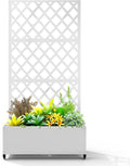Metal Planter Box with Trellis Planter Box with Privacy Screen Privacy Trellis Outdoor for Climbing Plants with Drainage Holes Raised Garden Bed with Wheels
