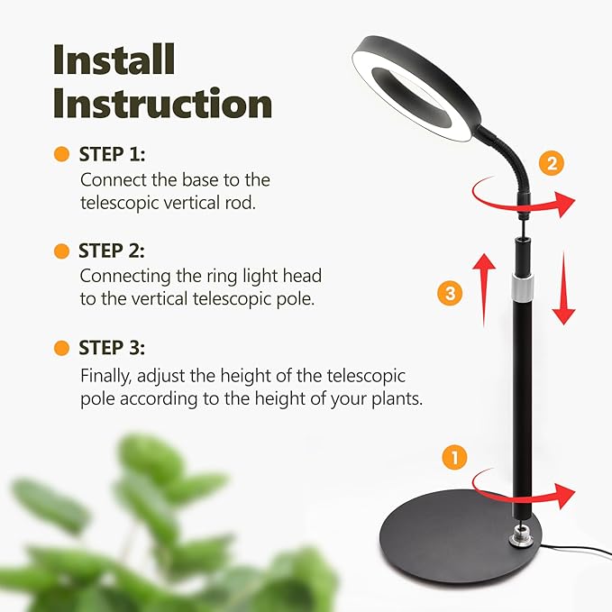 Desk Top Grow Lights for Indoor PlantsFull Spectrum Table Plant Light24.2 Telescope StandUV LED Red Blue Halo Growing LampAdjustable GooseneckAuto Timer3 Lighting Modes10-Level Dimmable