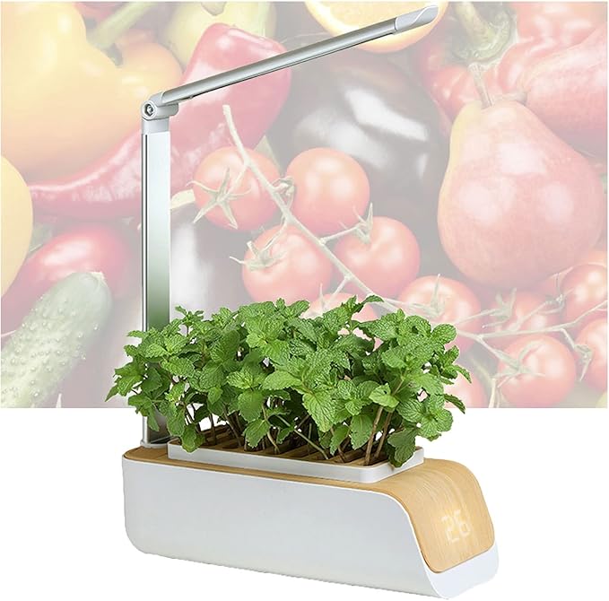 Hydroponic Grow Plant Growth Lamp Height AdjustableTemperature Display Indoor Plant Growing Kit for Vegetables Countertops Kitchen