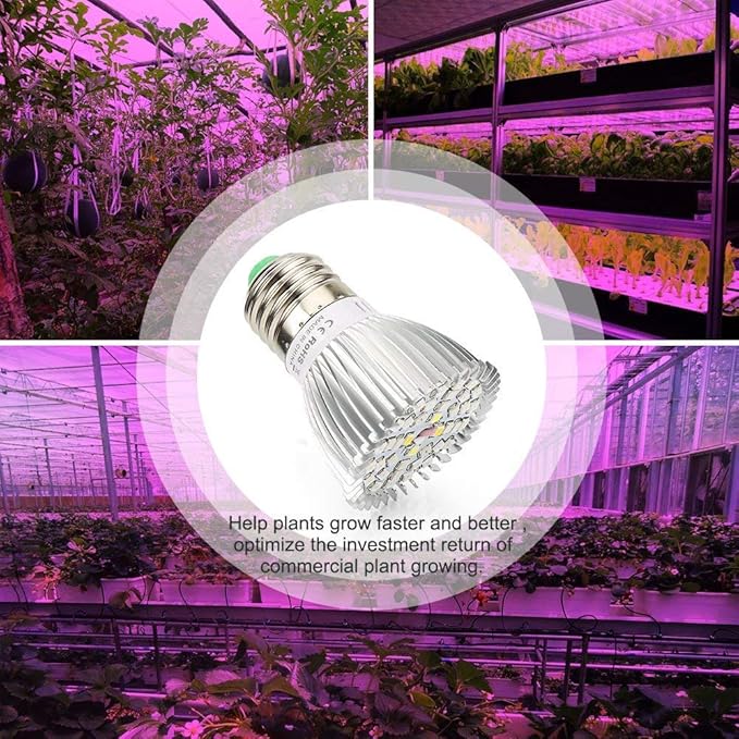 LED Grow Light Bulbs (4 Pack)28WAC85-265VE27 Base Light BulbsFull Spectrum Plant Bulbs Indoor Plant Growing Lights Lamp for Vegetable Greenhouse Hydroponic