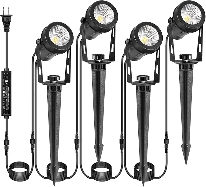 Outdoor Landscape Lights 4 Pack+2 Pack Extendable Landscape Lights