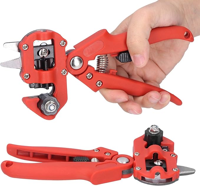 Garden Grafting Tool Set Tree Grafting Kit with 5 Precision Cutting Blades Professional Plant Branch Scissor Shear for Gardening Enthusiasts Includes Storage Bag (Red)