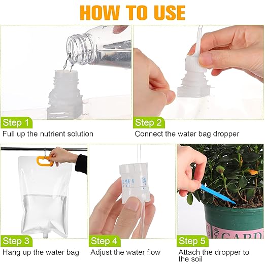 Rtteri 12 Pcs 3.5L Plant IV Water Bag Plant Watering System Device Automatic Plant Waterer Self Watering IV Drip Bag Irrigation Drip Watering Bag with Adjustable Flow for Indoor Outdoor Potted Plant