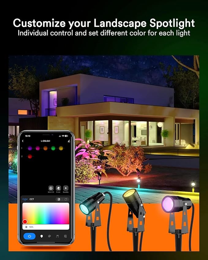 Lumary 56Ft Smart Landscape Lights Waterproof 6 Pack Low Voltage Smart WiFi Bathroom Exhaust Fan with Light