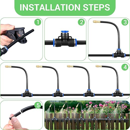 32FT Drip Irrigation System 360° Adjustable Sprinkler Irrigation Kit Plant Mister System for Garden Watering (32FT/10M)