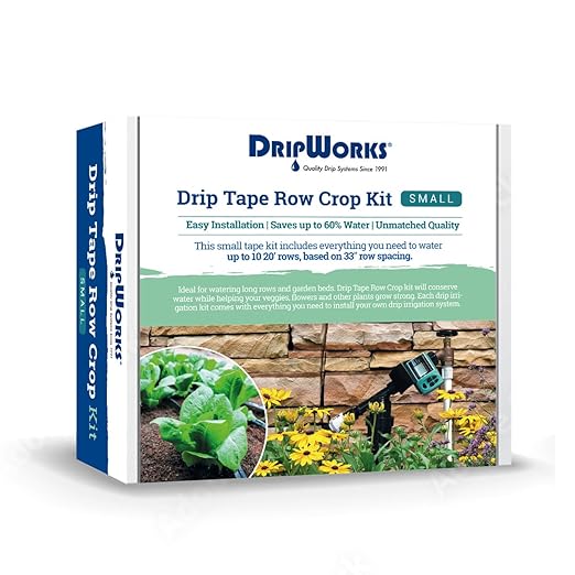 Automated Dripworks Drip Tape Irrigation Kit for Watering Row Crops in Farms (with Timer)-Waters Upto 10 20' Rows | Agricultural Grade Components | Trusted Brand Since 1991