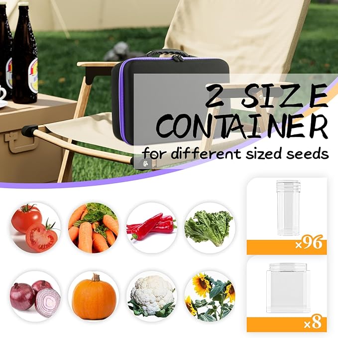 104 Slots Seed Storage Organizer Box with 20 Envelopes Garden Seed Containers 1 oz 5 oz with Labels Seed Packet for Plant FlowerVegetable Seeds