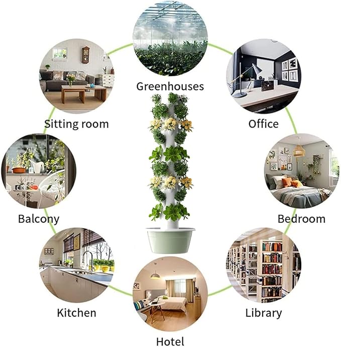 Soilless Cultivation Vertical Hydroponic Garden TowerAuto Water Circulate Vertical Growing TowerHydroponic Towerfor Indoor/Outdoor Hydroponics Growing Tower Black-5layers