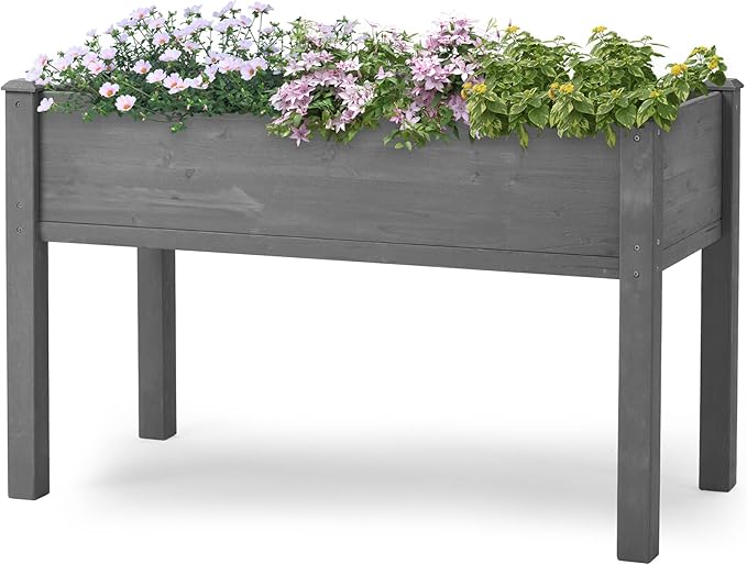 Raised Garden Bed with Legs Elevated Wooden Planter Box for Outdoor Plants WV490