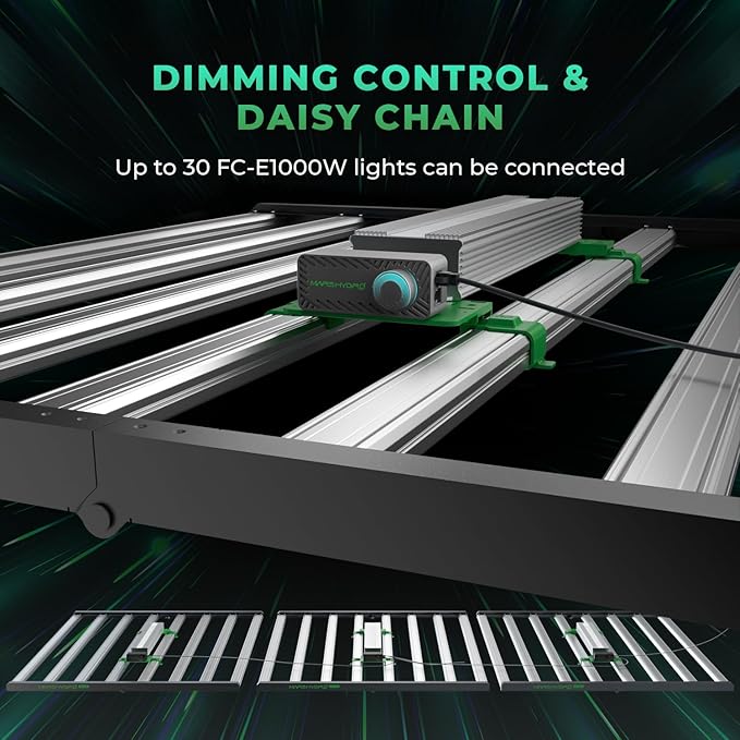 FC-E1000W Foldable Bar Style Led Grow Lights for Indoor Plants Diode Full Spectrum Growing Lamp 1000Watt 5x5FT and iConnectu Controller