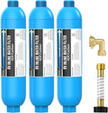 Lifefilter RV Inline Water Filter with Solid Brass 90 Degree Hose Elbow Eliminates Stress and Strain On RV Water Intake Hose Fittings(3 Pack)