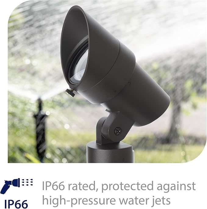 WAC Landscape Lighting LED 12V Medium Size Accent Light with Adjustable Beam Angle and Integral Brightness Control 50-1300 Lumens 4000K Cool White Built-in LED in Black