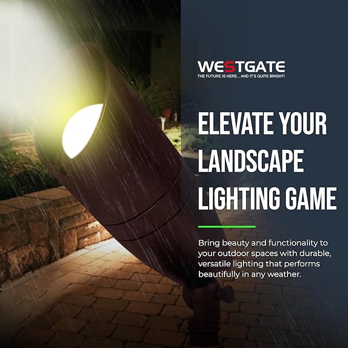 Outdoor Landscape Spotlights – 3000K/4000K/5000K Color Changing Options in Aluminum Housing – 120V Integrated LED Outdoor Spot Light with Shroud for Yard Lawn Garden Walkway and Pathway (8W Bronze)