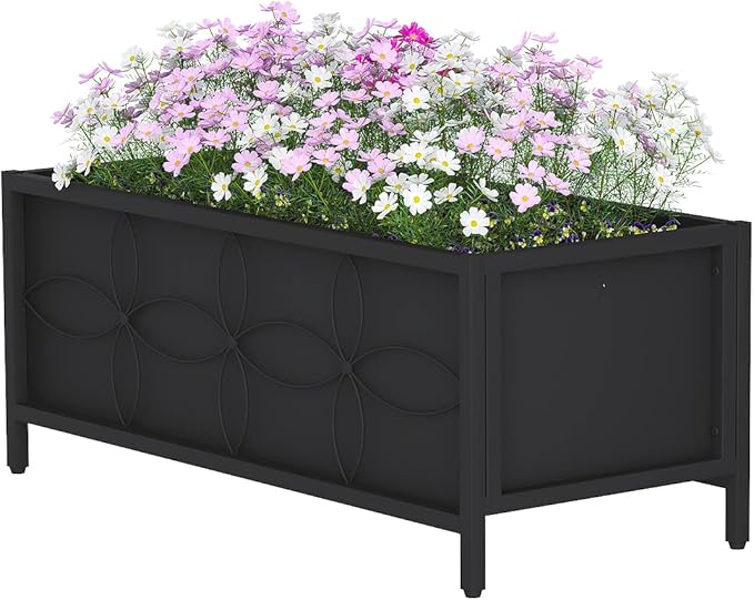 Zhongma Sturdy Raised Garden Bed with Inner Fabric Liners for Vegetables Flower Planter Box for Backyard Patio Balcony. Inner Size: 33.85x14.17x11 inch