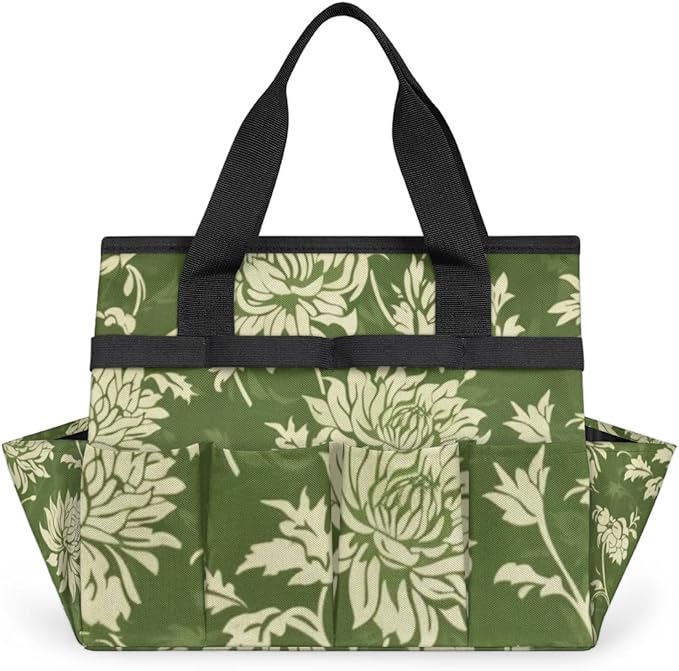 Spring Leaves Gardening Tool BagHeavy Duty Garden Tote BagPortable Oxford Gardening Storage Basket Organizer Handbag with Pockets HandleHand Tools Gifts for Outdoor Garden Lawn Yard