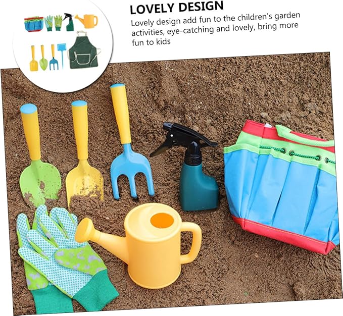 GALPADA 1set Boys and Girls Gardening Tools Set Hand Planting Kit Apron Shovel Rake and Garden Accessories for Boys and Girls Safe and Fun for Toddlers