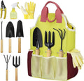9-Piece Gardening Tool Set Heavy Duty Garden Tool Set with Wood Handle Premium &amp Durable Hand Tools Gardening Kit with Stylish Handbag Gardening Gifts for Women