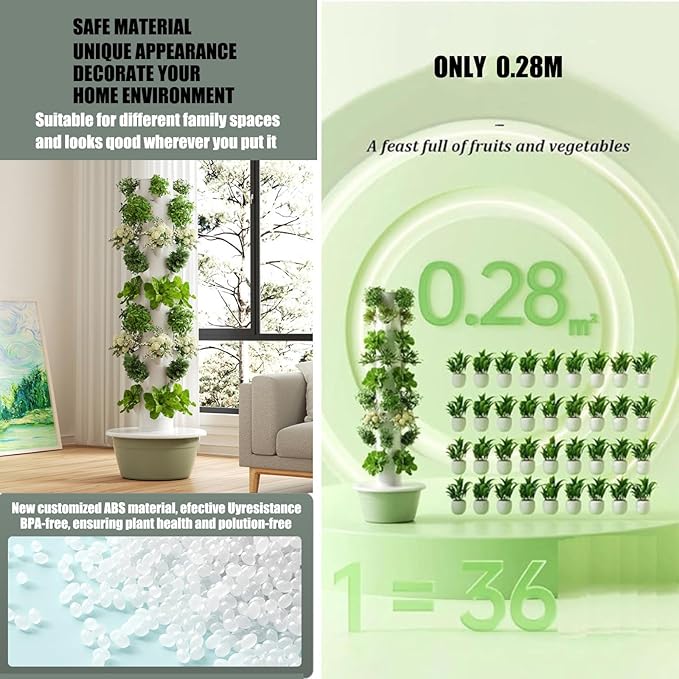 Vertical Hydroponic TowerPlants Indoor Hydroponic Vegetable TowerHydroponic Growing Kits &amp Systemswith LED Grow Lightfor Indoor/Outdoor Decorate Herbs Fruits and Vegetables9Layers