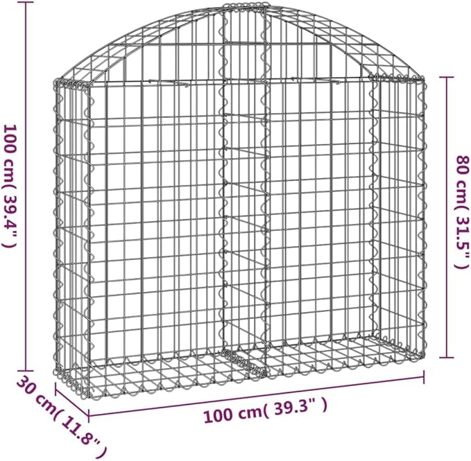Gabion Basket Silver Galvanized Iron Rectangular Medium 39.4x39.4x11.8in Durable Outdoor Planter for Garden Beds Noise Reduction
