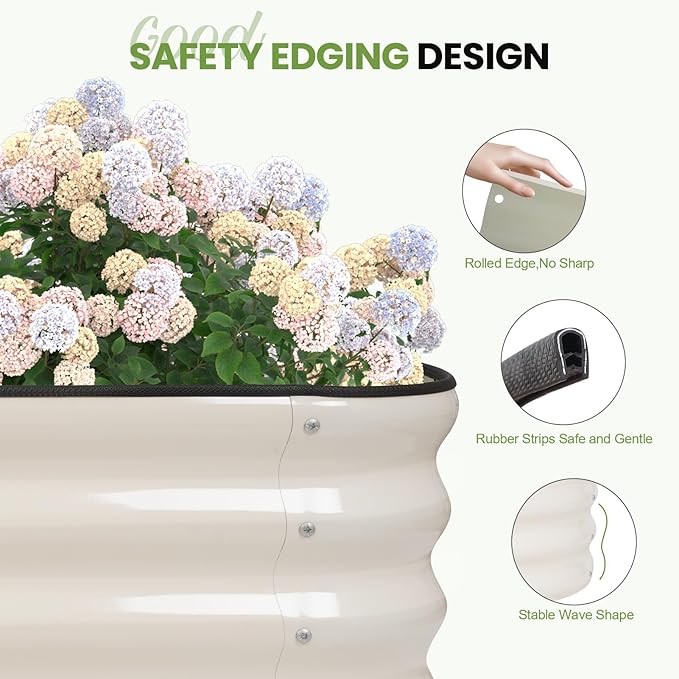G GOOD GAIN 4-in-1 Adjustable Raised Garden Bed Kit | Galvanized Planter Boxes for Vegetables Flowers | 12 Tall Multiple Sizes (5x3x1ft 4x4x1ft 6x2x1ft 7x1x1ft) | Outdoor Metal Raised Bed White