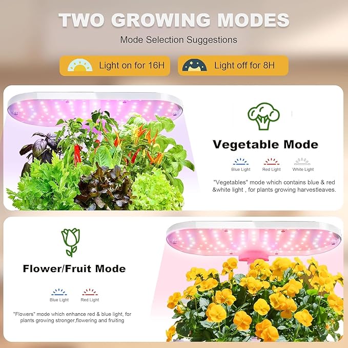 Hydroponics Growing System Mist Humidifier 11 Pods Indoor Garden Plant Germination Kit with LED Full Spectrum Grow Light Auto Timer Adjustable Height Smart Hydrophonic Planter