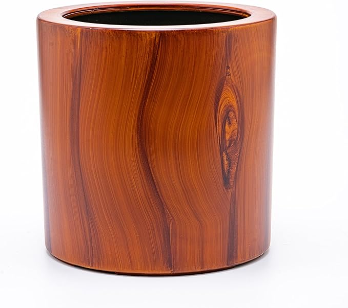 7.8 in. Dark Wood Plastic Self Watering Planter Pot