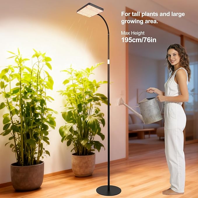 FECiDA 2026 Floor Lamp Grow Light Grow Lights with Stable Stand Base for Indoor Plants Bonsai Tree 4/8/12/16/20 Hr Timer 25 Watt Power Draw NO Need Adapter 40-76 Height Adjustable
