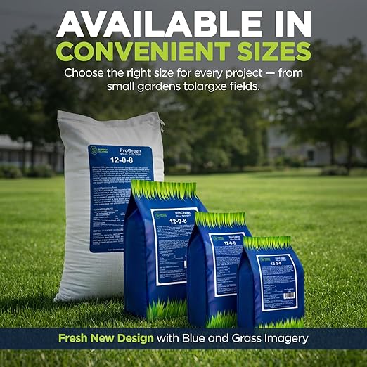 Supply Solutions | ProGreen 12-0-8 Plus 14% Iron | Granular Lawn and Garden Fertilizer - Plant Food Support for Deep Green Color and Stronger Roots - Perfect Spring Boost for Lawns (25 Pounds)
