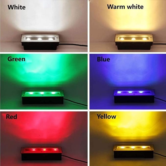4PCS Outdoor Recessed Spotlight 85-265V Landscape Lights IP67 Waterproof Underground Light LED Rectangle Outdoor Garden Stainless Steel Spotlight Walkover Led Lights Floor Lamp (Blue Light 3W)