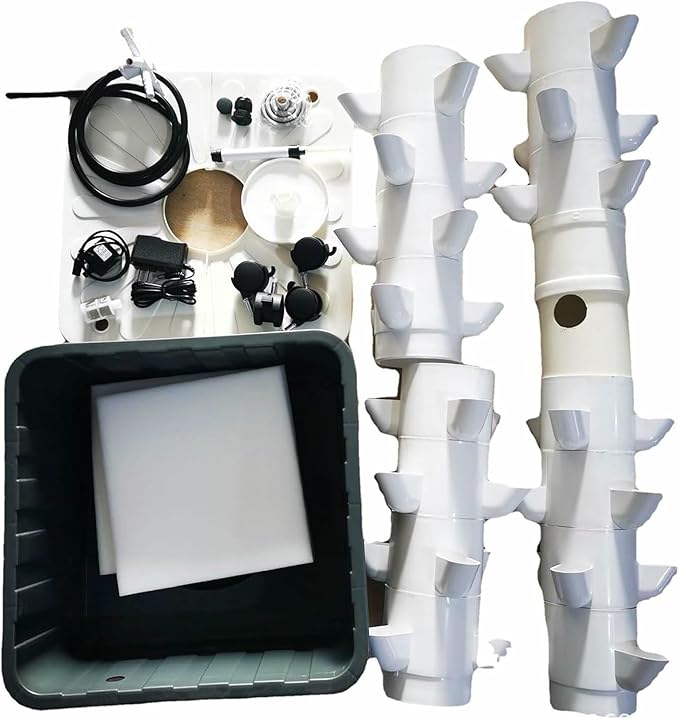 45 Holes Hydroponics Tower Hydroponics Tower Growing System with Hydrating Pump DIY Hydroponics Farm Equipment for Indoor Herbs Fruits and Vegetables-*