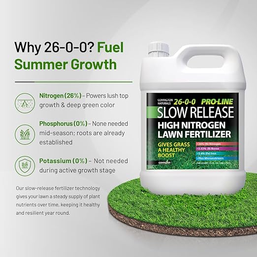 Covington ProLine 26-0-0 NPK Liquid Lawn Slow Release Fertilizer (32oz) – High Nitrogen Lawn Food for Summer Growth – Promotes Deep Green Color &amp Resilient Turf – Ideal for Heat-Stressed Lawns