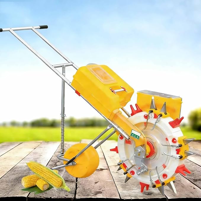 Manual Seeder Hand-Push Roller Seeding and Fertilizer Applicator Precision Garden Push Seeder Machine Row Planter for Soy Peanut Corn
