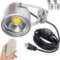 Kiven LED Indoor/Outdoor Waterproof Spotlight Dimmable Porch Light with 9.84 FT Plug-in Cord and Remote Control 7 Watts White Plug in Accent Light with Vinly Siding Hooks for Plants Porch Garden