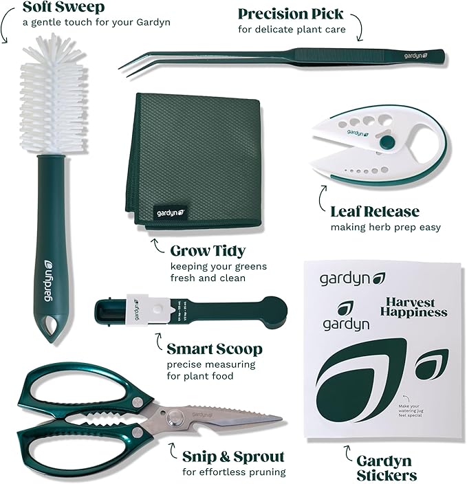 Gardyn Harvest Kit – Hydroponic &amp Indoor Gardening Plant Care Tools for Growing Trimming and Harvesting – Scissors Herb Cutter Tweezers Cleaning Brush Measuring Spoon &amp Accessories