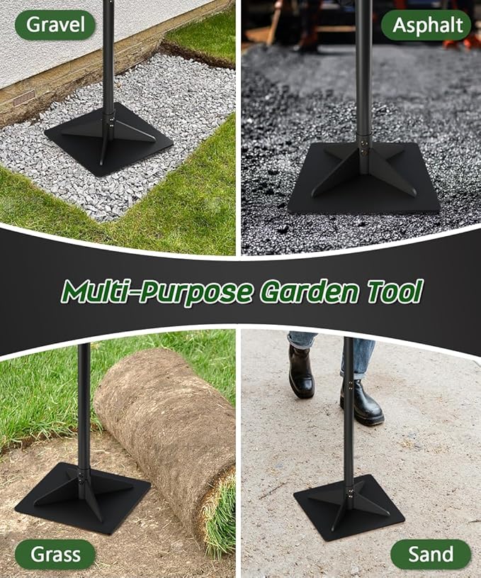 Thickened Garden Steel Tamper with 47 inch Adjustable Handle &amp Rubber Grip 10x10 Heavy Duty Soil Tamper Tool for Ground &amp Gravel Leveling Steel Dirt Compactor for Yard Sand Driveway