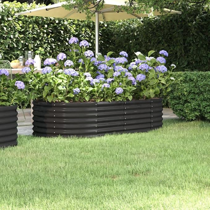 SKM Garden Raised Bed Powder-Coated Steel 152x80x36 cm Anthracite (Weight-6KG)