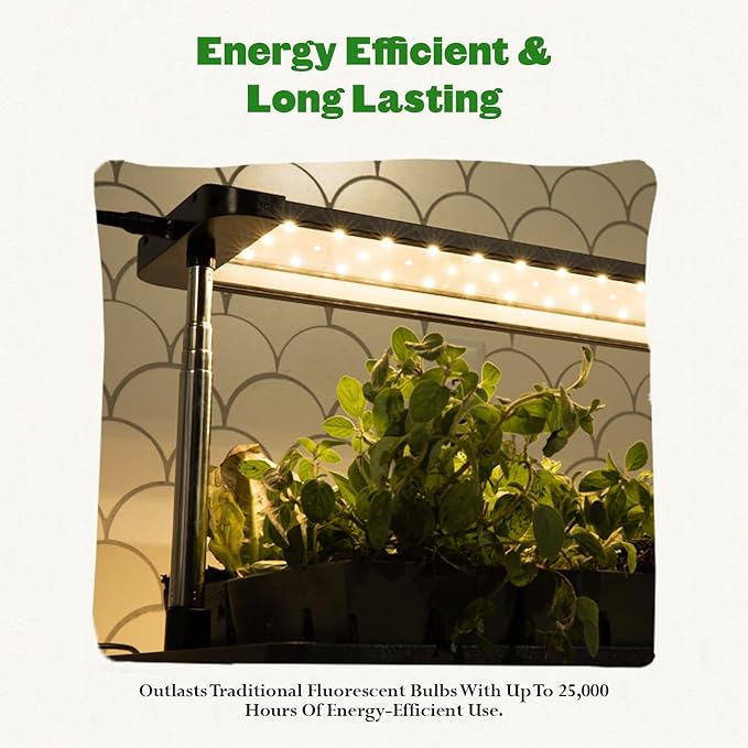 Epic Gardening Seed Starting Grow Light - Full-Spectrum LED with Adjustable Height &amp Integrated Tray for Indoor Seedlings | Energy-Efficient Long-Lasting Light with Timer (Standard)