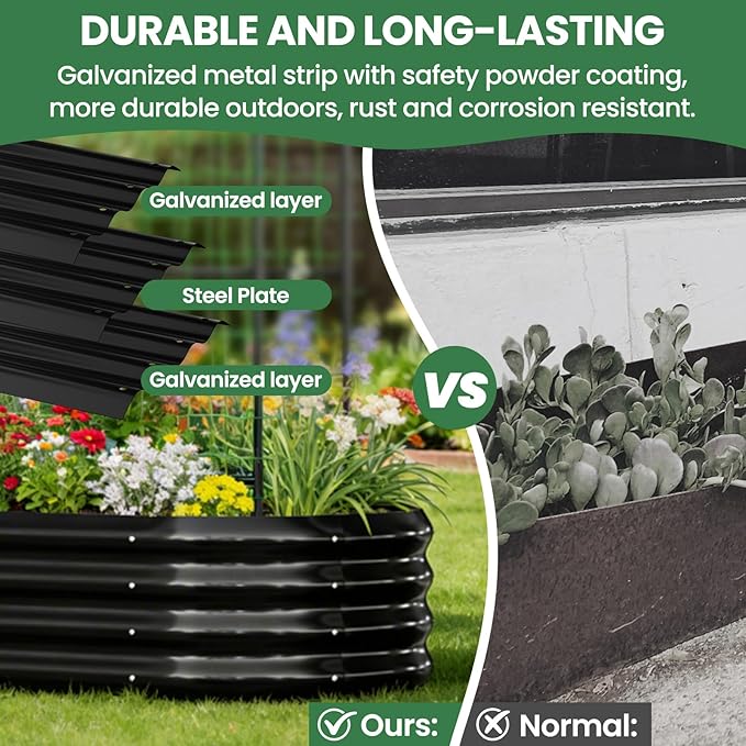 2 in 1 Galvanized Raised Garden Bed with 71 H Arch Trellis for Climbing Plants Outdoor Gardening Planter Box with Climbing Net for Flowers Vegetables Fruits Herbs Black