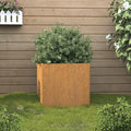 Corten Steel Rectangular Planter 19.3x18.5x18.1 in Weathered Raised Garden Bed for Flowers &amp Vegetables Durable Outdoor Elevated Box for Patio Balcony