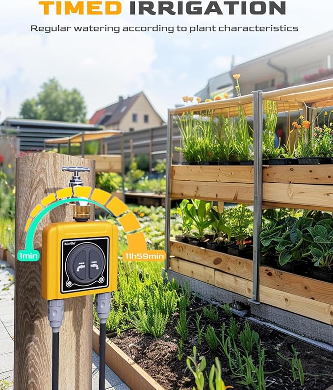 RAINPOINT WiFi Water Timer with Brass Inlet 2 Outlets Sprinkler TimerAutomatic Irrigation System Controller APP &amp Voice Control Irrigation by Weather/Quantity/Soil Moisture