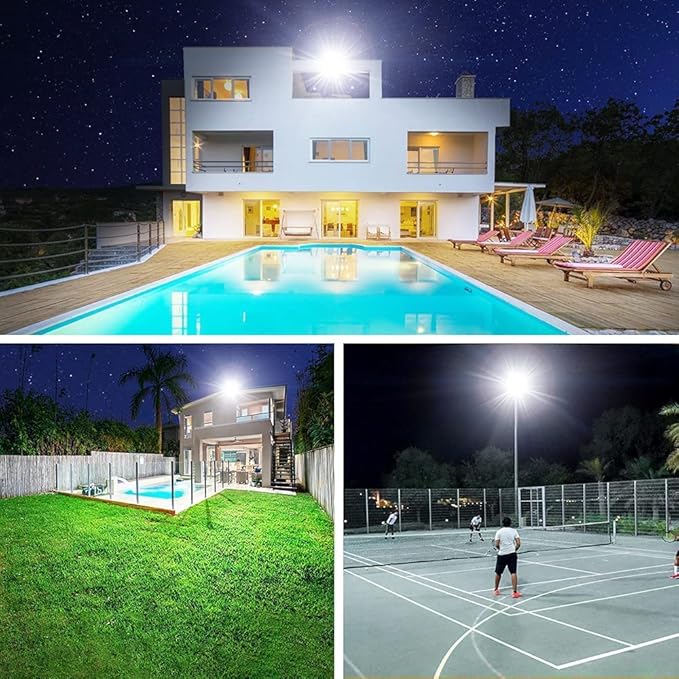 3 Pack 150W LED Flood Light OutdoorSuper Bright Exterior Security Light with PlugIP66 Waterproof Flood Light 15500LM 5000K Daylight White Floodlight for Yard GardenBasketball Court Arena