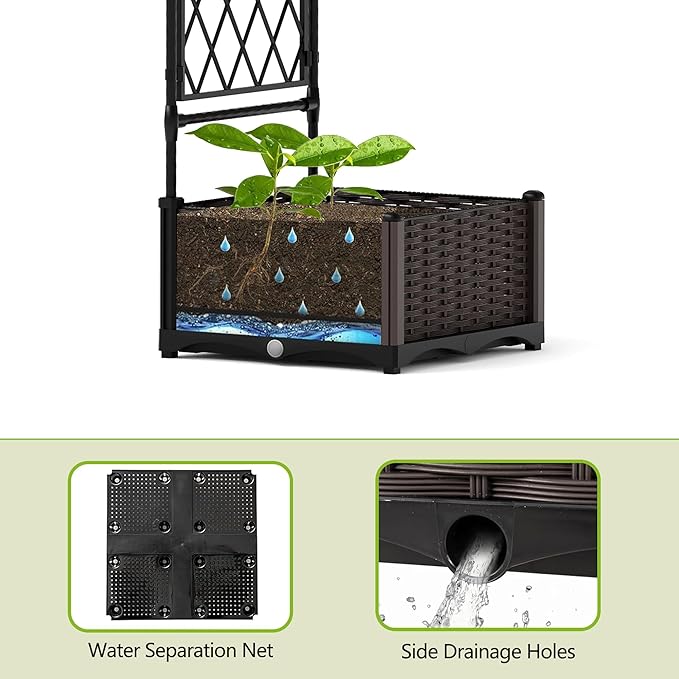 IDEAHOUSE 78 Garden Arbor with 2 Planter Boxes Versatile Climbing Frame Metal Garden Arch Trellis for Climbing Plants Decorative Wedding Arch Frame Weather-Resistant Trellis for Lawn Backyard