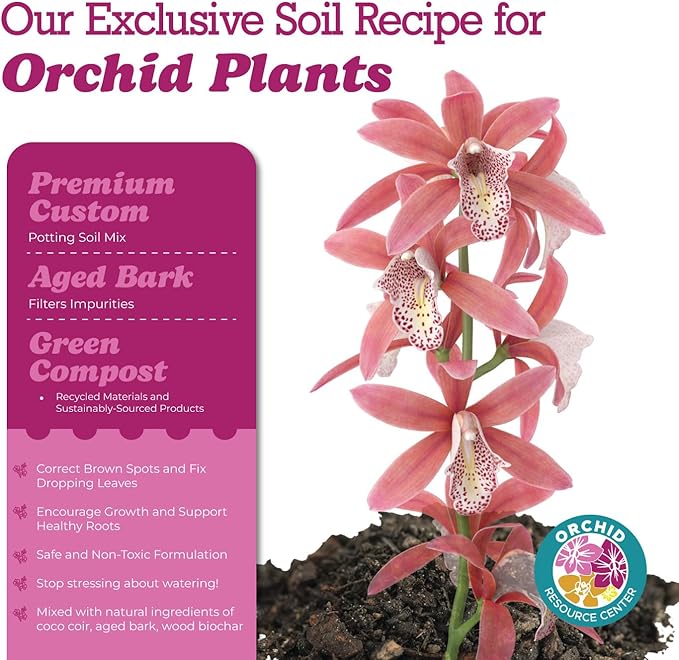 100% Organic Orchid Potting Soil – Nutrient-Rich Well-Draining Blend for Stronger Roots &amp Vibrant Growth | Hand-Blended &amp Eco-Friendly | Made in USA | 2.3L Bag