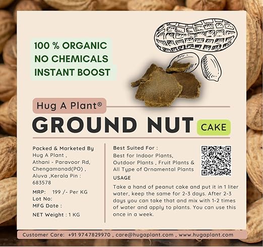 Hug A Plant | Ground Nut Cake/Kappalandi Pinnakku For Plants (Home &amp Garden) (1 KG)